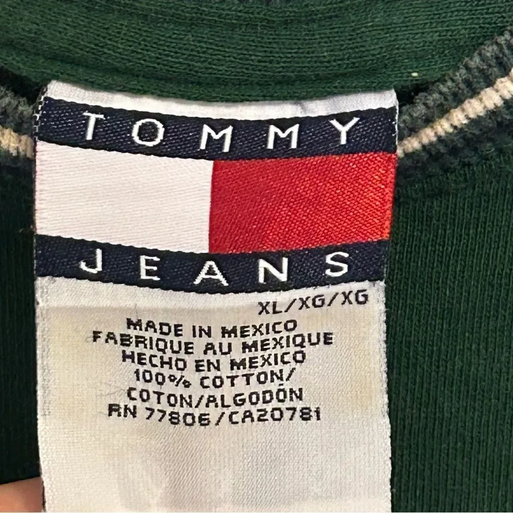 Vintage Tommy Hilfiger Men’s Logo Shirt 90s Green Size XL